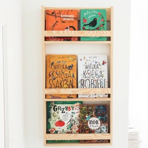 DREWNIANA BIBLIOTECZKA WĄSKA POTRÓJNA