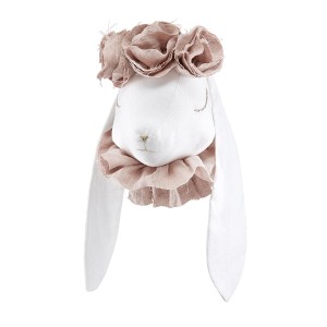 Dekoracja na ścianę do pokoju dziecka Królik biały z pudrowymi kwiatami – Love Me Decoration