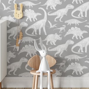 TAPETA DINOZAURY GREY - PASTELOWE LOVE 