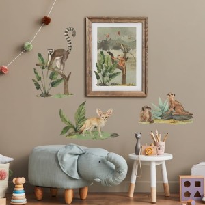 ZESTAW NAKLEJEK SAFARI FENEK, SURYKATKI I LEMUR - YOKO DESIGN