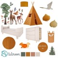 moodboard pokój leśny