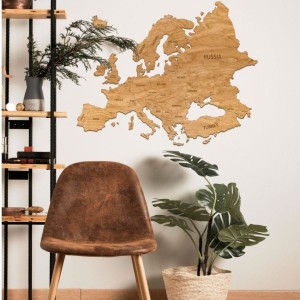 DREWNIANA MAPA EUROPY Z GRANICAMI I NAZWAMI PAŃSTW - SIKORKA