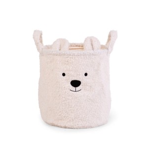 PLUSZOWY POJEMNIK NA ZABAWKI TEDDY BEAR OFF WHITE 30X30X30 CM - CHILDHOME
