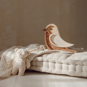 LAMPKA PTAK CAPPUCCINO WOOD - LITTLE LIGHTS 