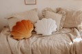 shell cushion velvet gold pearl