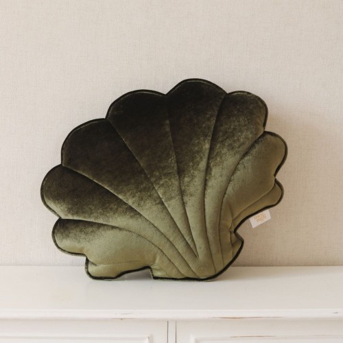 velvet shell pillow khaki