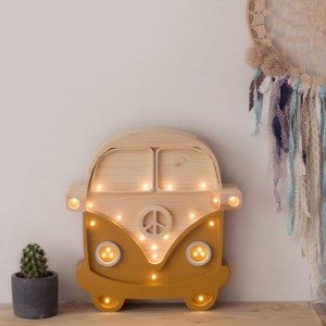 LITTLE LIGHTS - VAN LAMP WOOD/MUSTARD
