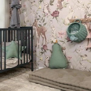 LITTLE DREAMS - ROUND WICKER  WALL BASKET MINT