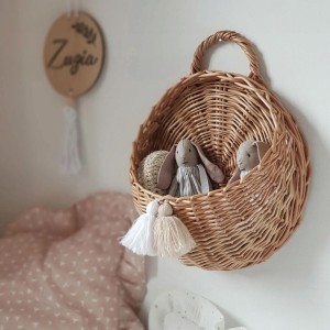LITTLE DREAMS - ROUND WICKER  WALL BASKET NATURAL