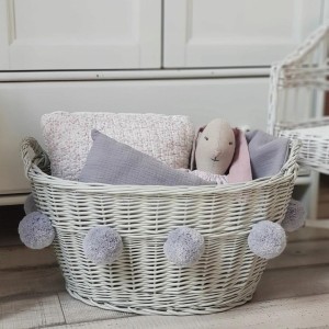 LITTLE DREAMS - OVAL WICKER BASKET GRAY