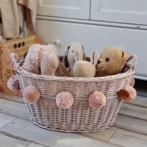 LITTLE DREAMS - OVAL WICKER BASKET DIRTY PINK
