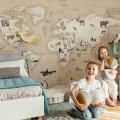 wallpaper for children maps with animals