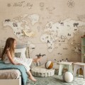 wallpaper for children maps with animals