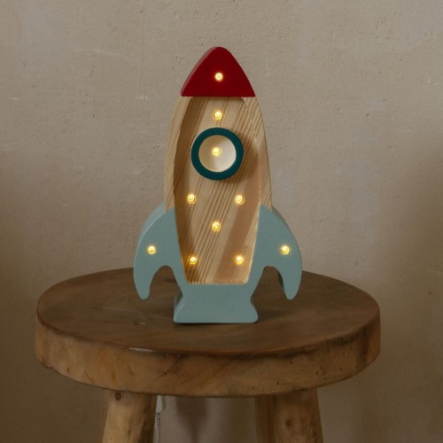 space rocket mini lamp wood