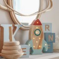 space rocket mini lamp wood