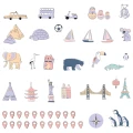 world map spring wall sticker kids room