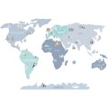 world map blue sticker childrens wall room decoration