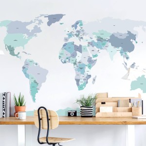 PASTELOWE LOVE - WALL STICKER BLUE POLITICAL MAP