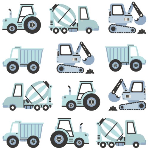 CONSTRUCTION VEHICLES WALL STICKERS SET