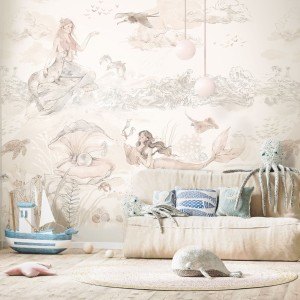 MALUMI - WALLPAPER WITH MERMAID SEPIA