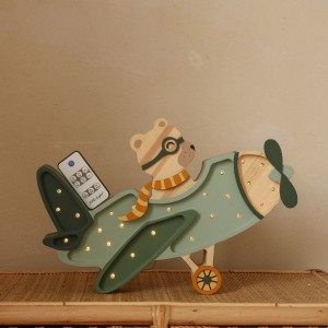 LITTLE LIGHTS - VINTAGE PLANE LAMP PASTEL KHAKI BEAR