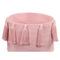 pojemnik na zabawki boho z frędzlami tassels pink w pokoju dziecka tuliroom