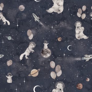 TAPETA DZIECIĘCA POLARNY KOSMOS GRANAT - DEKORILLO 