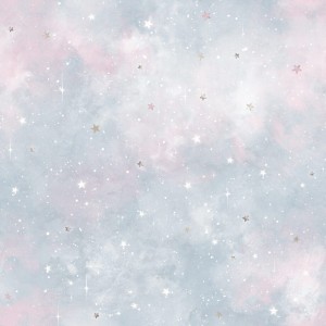 TAPETA DZIECIĘCA POLARNY KOSMOS SKY NIEBIESKO-RÓŻOWA - DEKORILLO 