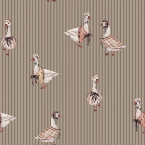 TAPETA  DZIECIĘCA GĄSKI RETRO BRĄZOWA - DEKORILLO