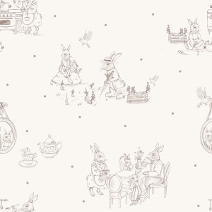 TAPETA DZIECIĘCA VINTAGE RABBIT FAMILY - DEKORILLO 
