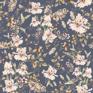 TAPETA DLA DZIEWCZYNKI JESIENNE IRYSY GRANATOWA - DEKORILLO 