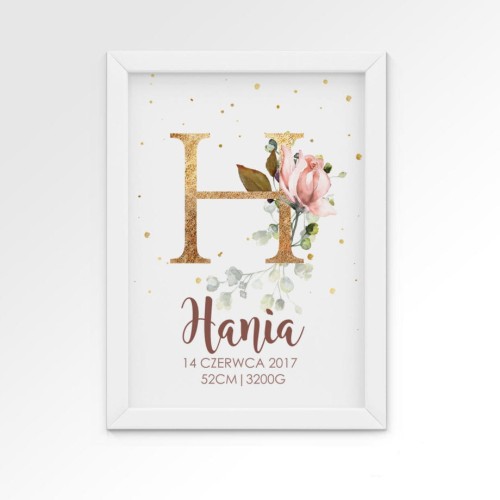 plakat metryczka do pokoju dziewczynki