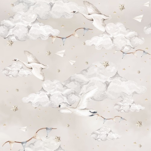 wallpaper swans beige