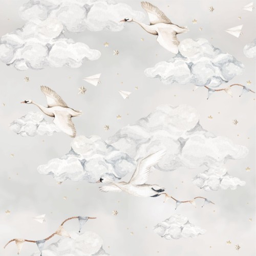 wallpaper swans on the blue sky