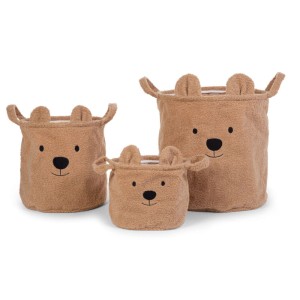 ZESTAW 3 PLUSZOWYCH POJEMNIKÓW NA ZABAWKI TEDDY BEAR - CHILDHOME