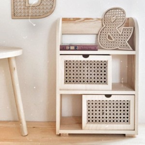 BAMBOOKO - BOOKCASE WITH TWO RATAN DRAWERS