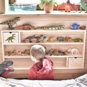 BAMBOOKO - SHELF FOR DINOSAUR FIGURES WITH 2 DRAWERS
