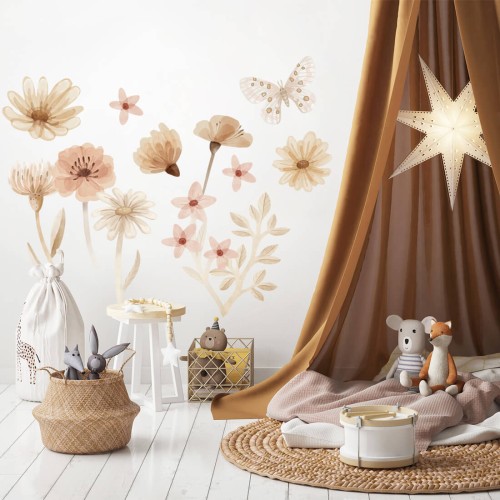 naklejki boho kwiaty do pokoju dziewczynki