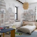 wallpaper in tenement house beige