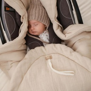 BABYLY - MUŚLINOWY OTULACZ/ KOCYK DO FOTELIKA PIASKOWY BEŻ