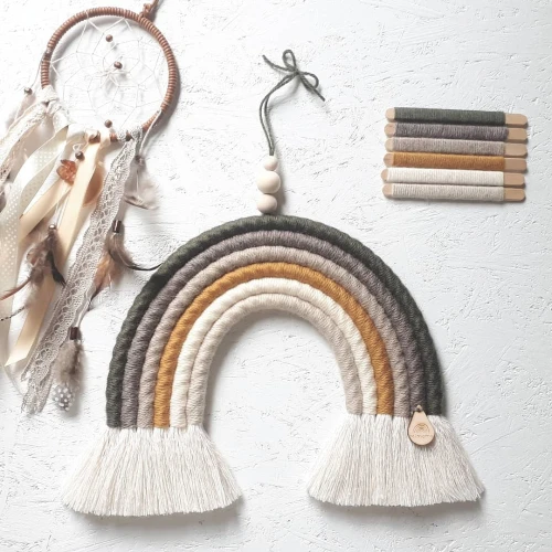 grey mustard macrame for childrens room