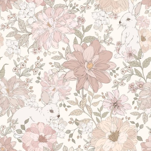 wallpaper flowers and rabbits