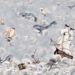 TAPETA DZIECIĘCA MURAL PODNIEBNY OCEAN NIEBIESKI - DEKORILLO 