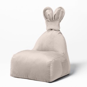 Pufa dla dziecka Królik z uszami Funny Bunny velvet beżowa - The Brooklyn Kids