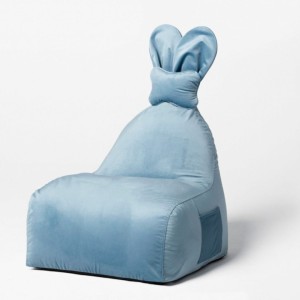 Pufa dla dziecka Królik z uszami Funny Bunny velvet niebieska - The Brooklyn Kids
