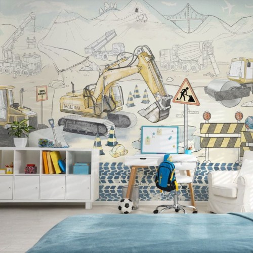mural for boys construction