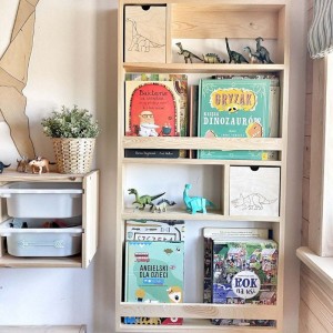 DINUSIOWA PÓŁECZKA BIBLIOTECZKA Z SZUFLADKAMI