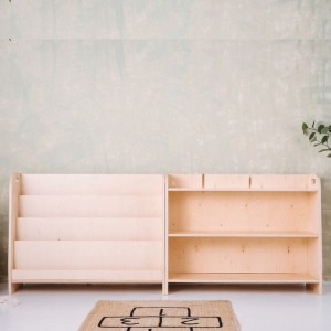 ZESTAW MEBLI MONTESSORI BIBLIOTECZKA I REGAŁ L - SKLEJKOVE
