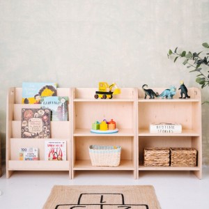 ZESTAW MEBLI MONTESSORI BIBLIOTECZKA I 2 x REGAŁ S - SKLEJKOVE