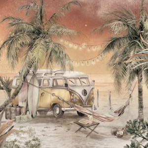 MALUMI - WALLPAPER SURF CAMP RED